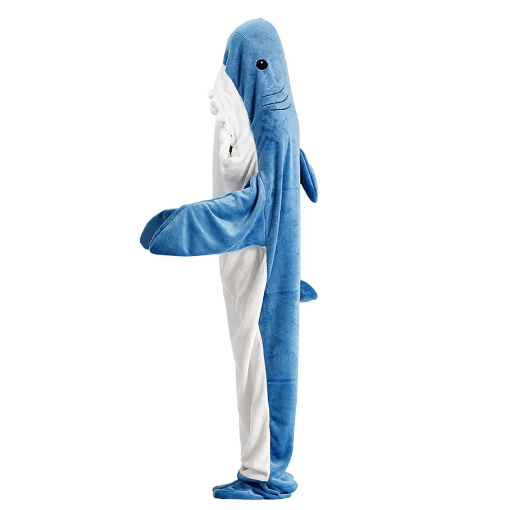 Shark Blanket Sleeping Bag Loose Onesies Pajamas Adult Super Soft Fleece Hoodie