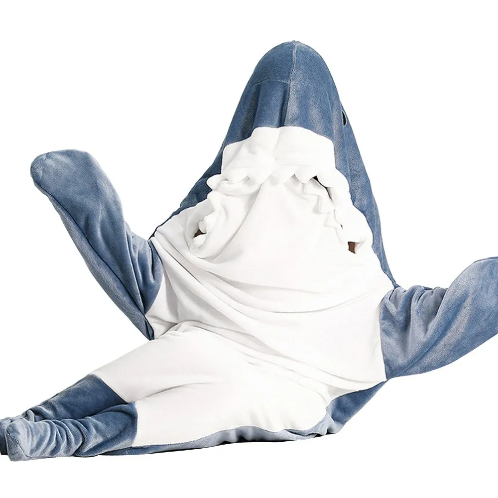 Shark Blanket Sleeping Bag Loose Onesies Pajamas Adult Super Soft Fleece Hoodie