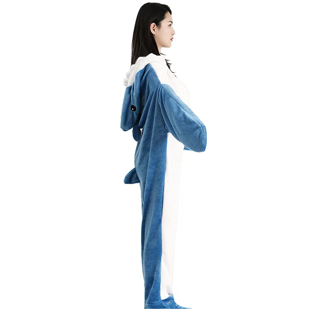 Shark Blanket Sleeping Bag Loose Onesies Pajamas Adult Super Soft Fleece Hoodie