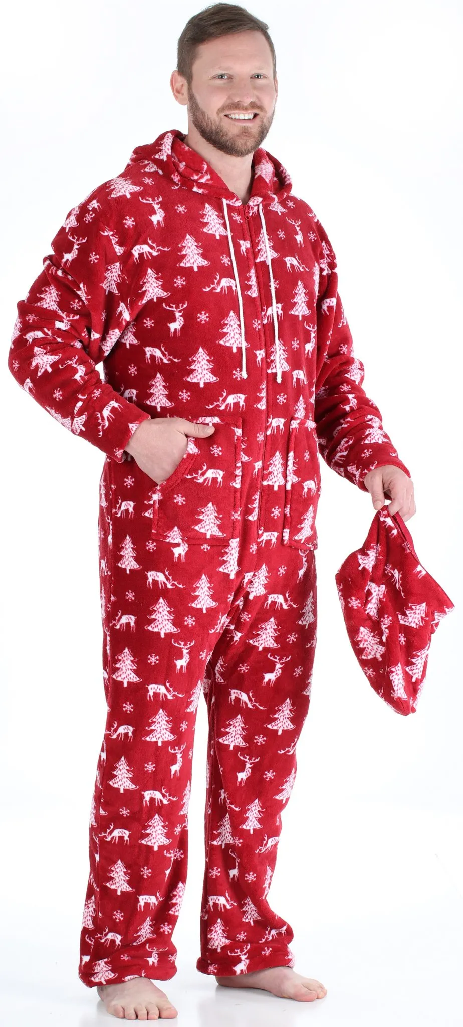 SleepytimePjs Family Matching Fleece Cranberry Deer Footed Onesie Pajamas