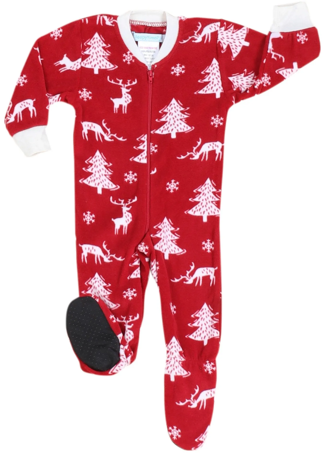 SleepytimePjs Family Matching Fleece Cranberry Deer Footed Onesie Pajamas