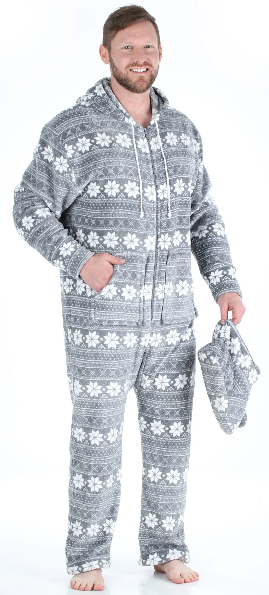 SleepytimePjs Family Matching Grey Snowflake Onesie Footed Pajamas