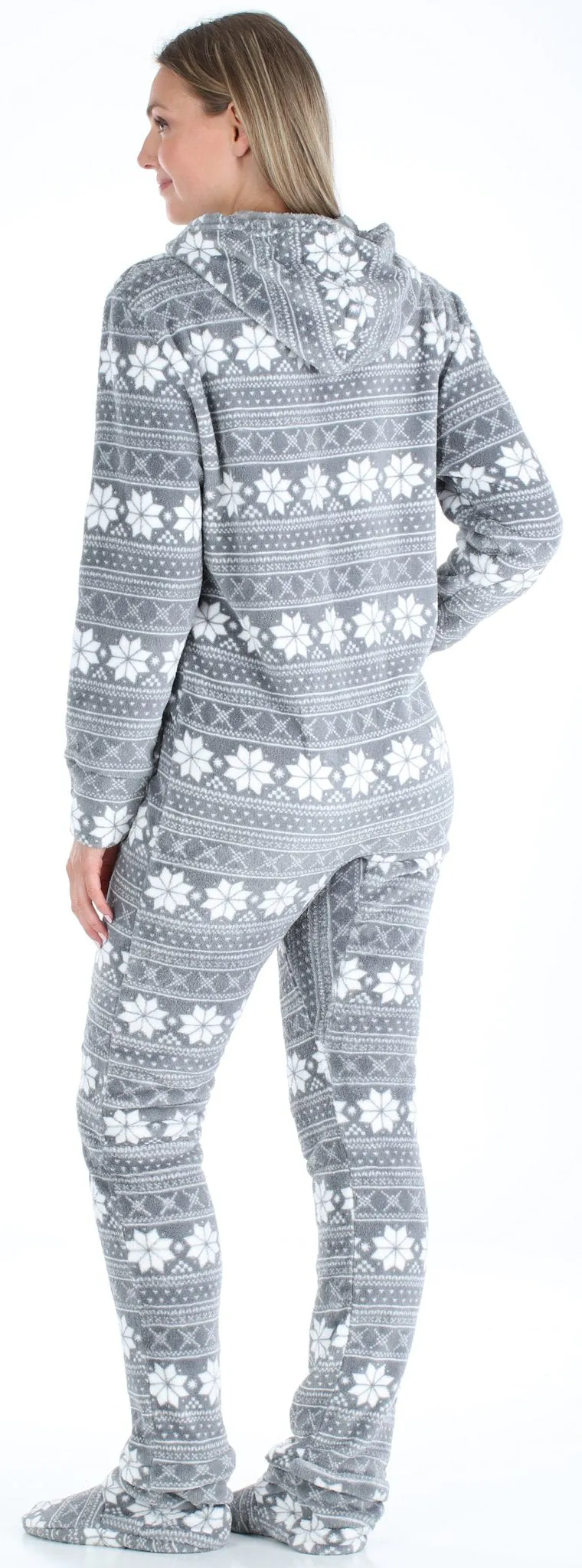 SleepytimePjs Family Matching Grey Snowflake Onesie Footed Pajamas