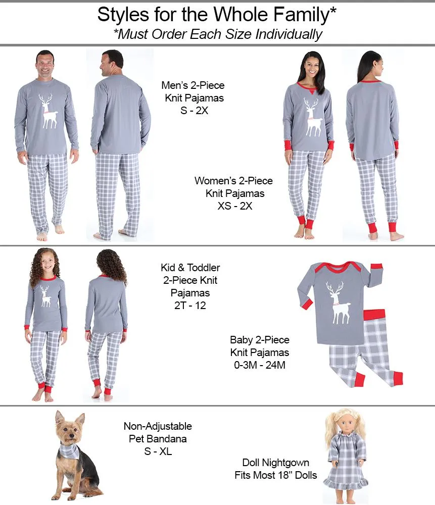 SleepytimePjs Red Holiday Family Matching Grey Plaid Deer Pajama Sets