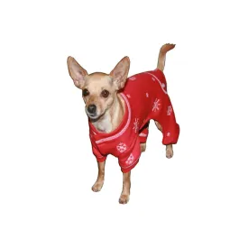 Snowflake Longjohn Dog Pajama in Red