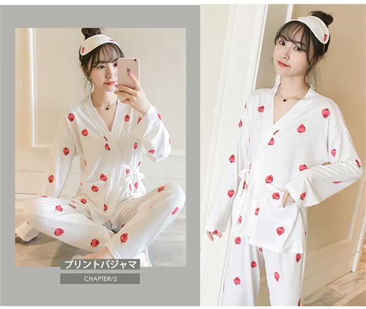 Strawberry Print Pajamas