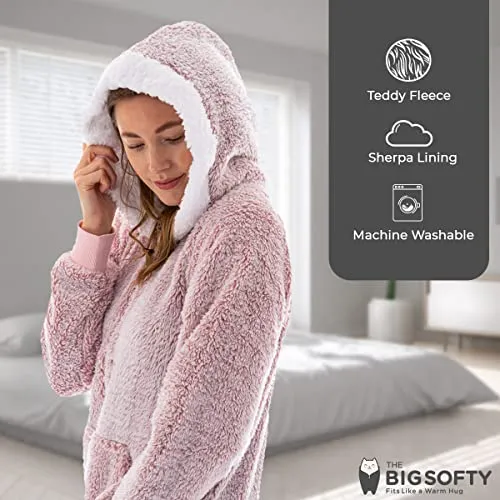 The Big Softy - Adult Pajamas for Women, Teddy Fleece Womens Pajamas, Fuzzy Pajama for Women, Teens PJs (Pink)