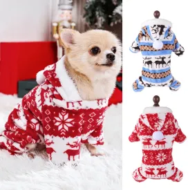 Warm Fleece Dog Pajamas for Christmas. Great for Small Breeds.