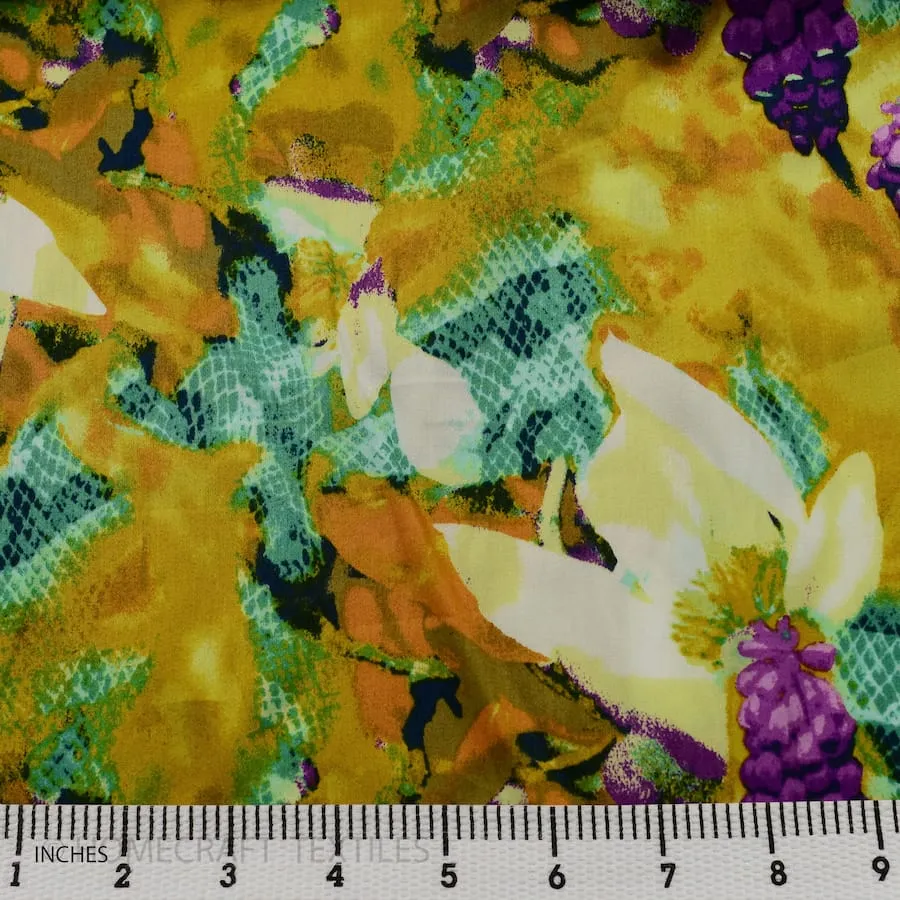 Yellow Snakeskin Floral Cotton Print